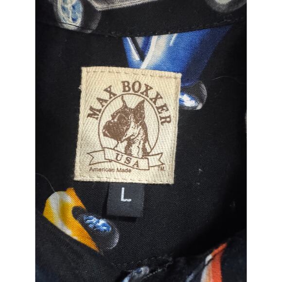 Max Boxxer Short Sleeve Button Up Muscle Cars Hot Rod Shirt Black Men's Large - Picture 3 of 8